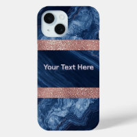 Abstract Blue Marble Art with Gold Glitter Accents