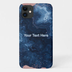 Abstract Blue Marble Art with Gold Glitter Accents Case-Mate iPhone Case