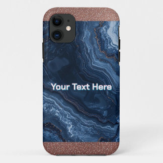 Abstract Blue Marble Art with Gold Glitter Accents Case-Mate iPhone Case