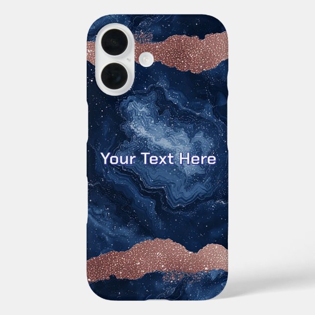 Abstract Blue Marble Art with Gold Glitter Accents Case-Mate iPhone Case (Back)