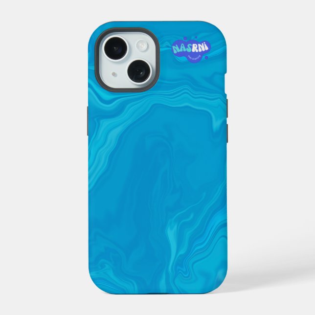 Abstract Blue Marble Personalised HP Lap iPhone 15 Case (Back)