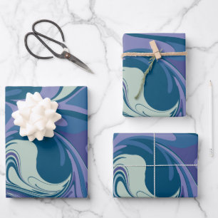 Abstract Blue Marble Swirl Stylish Personalised  Wrapping Paper Sheet
