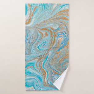 Abstract blue marble texture bath towel