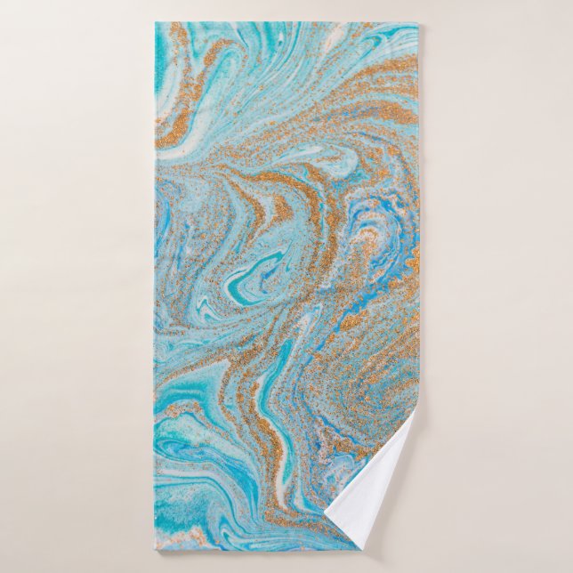 Abstract blue marble texture bath towel (Bath Towel)