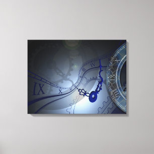 Abstract Blue Melting Clock Design Canvas Print