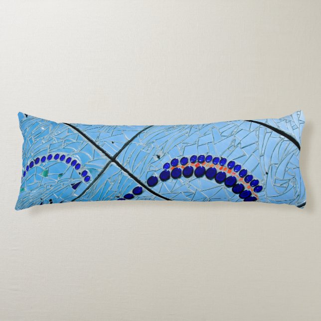 Abstract Blue Mirror Mosaic Body Cushion (Front)