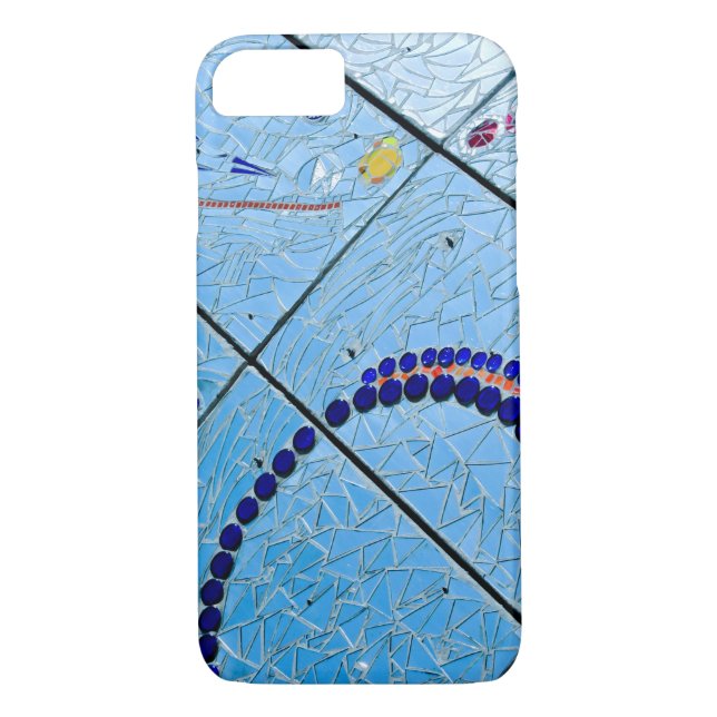 Abstract Blue Mirror Mosaic Case-Mate iPhone Case (Back)