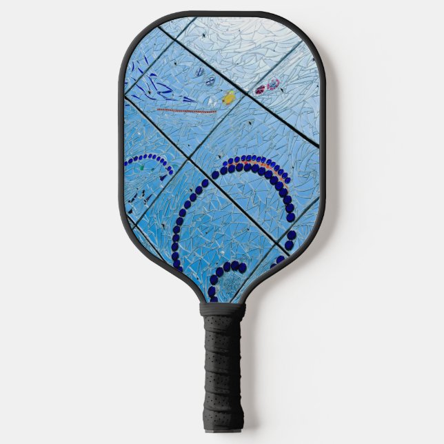 Abstract Blue Mirror Mosaic Pickleball Paddle (Front)