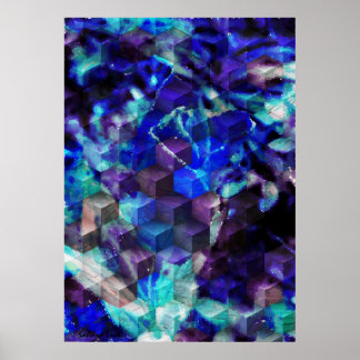 Abstract Blue Modern Art Print