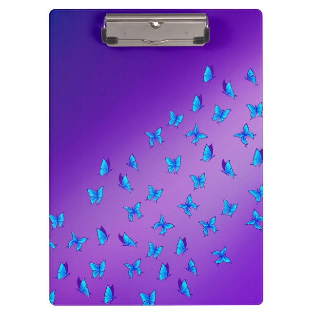 Abstract Blue Moonbeams and Butterflies Clipboard (Front)