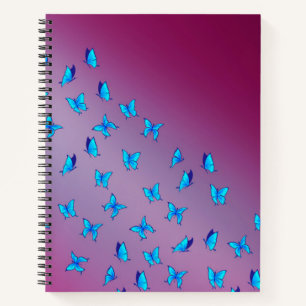 Abstract Blue Moonbeams and Butterflies Notebook