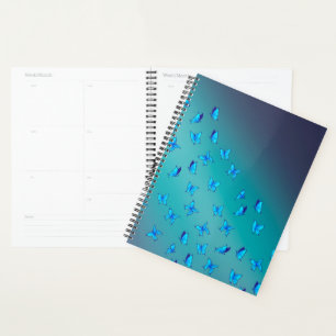Abstract Blue Moonbeams and Butterflies Planner