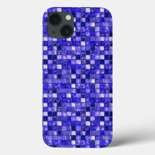 Abstract Blue Mosaic Design With Glowing Textures iPhone 13 Case