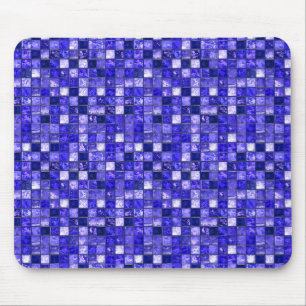 Abstract Blue Mosaic Design With Glowing Textures Mouse Pad