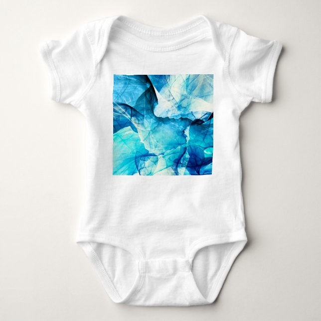 Abstract blue motion: fractal composition. baby bodysuit (Front)