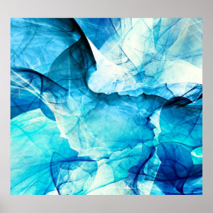 Abstract blue motion: fractal composition. poster