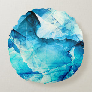 Abstract blue motion: fractal composition. round cushion