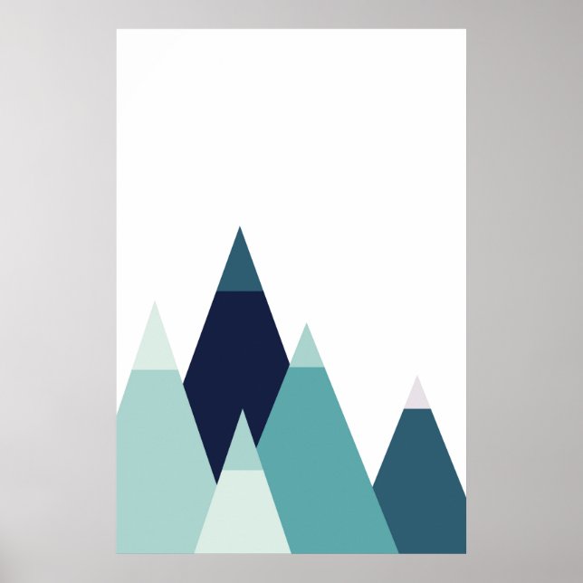 Abstract blue mountains print Modern geometric art (Front)