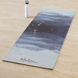 Abstract Blue Mountains Stars Personalised  Yoga Mat