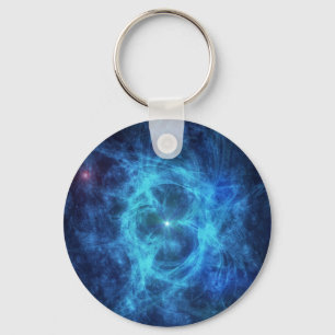 Abstract Blue Nebula Key Ring