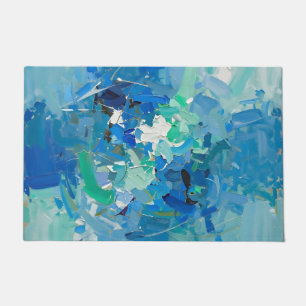 Abstract Blue Ocean Palette Knife Painting Doormat