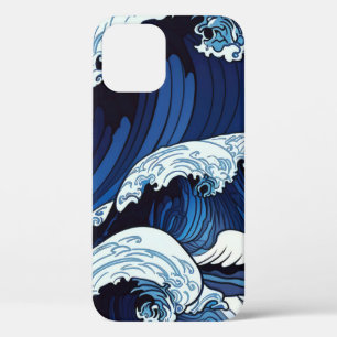 Abstract Blue Ocean Waves Japanese Style Artwork   iPhone 12 Pro Case