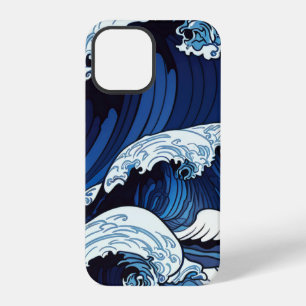 Abstract Blue Ocean Waves Japanese Style Artwork   iPhone 12 Pro Case