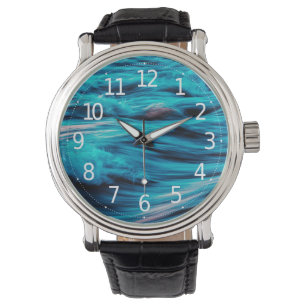 Abstract Blue Ocean Waves Men's Watch