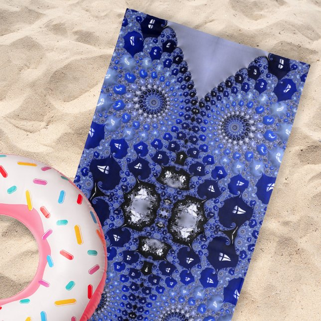 Abstract Blue Ombre Fractal Bubbles Beach Towel (Creator Uploaded)