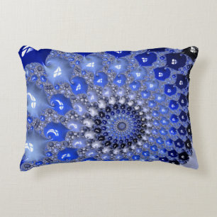 Abstract Blue Ombre Fractal Bubbles Decorative Cushion
