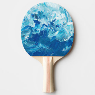 Abstract Blue Paint Waves Ping Pong Paddle