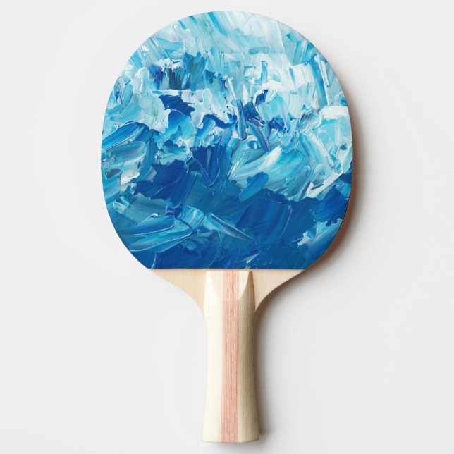 Abstract Blue Paint Waves Ping Pong Paddle (Front)