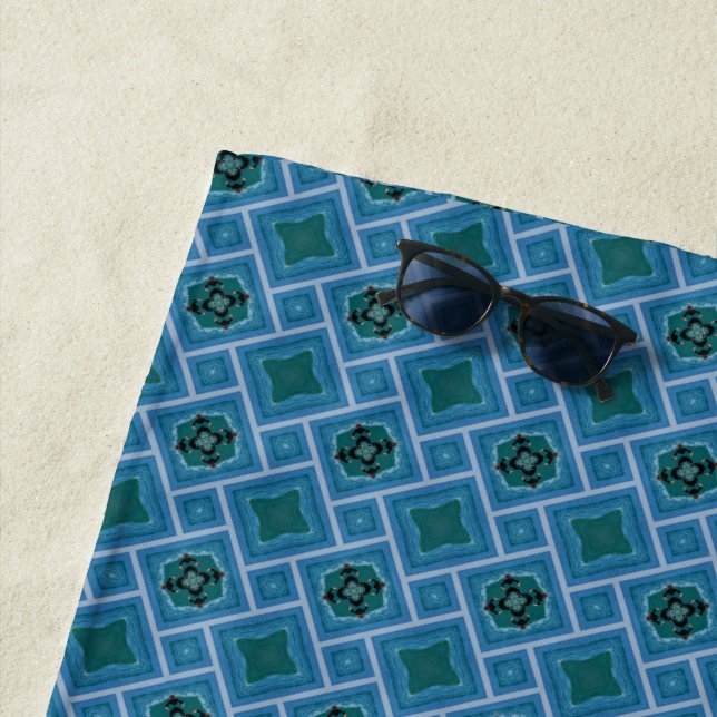 Abstract blue pattern beach towel (In Situ)
