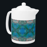Abstract Blue Pattern Kaleidoscope Artistic<br><div class="desc">Enjoy a relaxing morning or afternoon tea with this stunning blue green pattern teapot. This beautiful abstract pattern features vivid blue colours highlighted with pinks and greens giving this product a contemporary feel. A gemstone photo was uses as the basis to create a kaleidoscope pattern resulting in this artistic blue...</div>