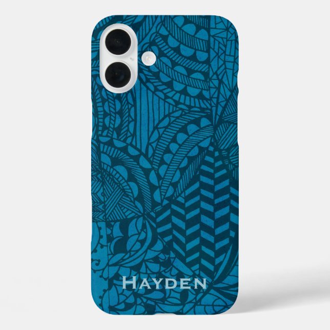 Abstract Blue Pattern Personalised Case-Mate iPhone Case (Back)