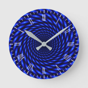 Abstract Blue Pattern Round Clock