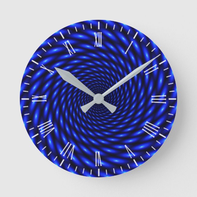 Abstract Blue Pattern Round Clock (Front)