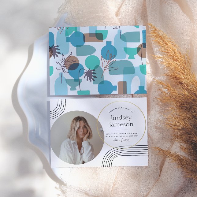 Abstract | Blue Photo Graduation Announcement (Creator Uploaded)