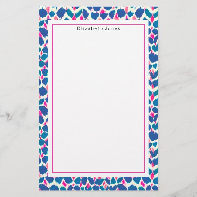 Abstract Blue & Pink Dot Pattern Stationery (Front)