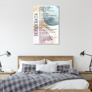 Abstract Blue Pink Gold Desiderata by Max Ehrman Canvas Print