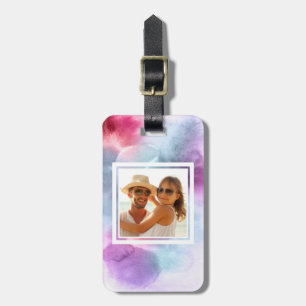 Abstract Blue & Pink Watercolor Add your Name Luggage Tag
