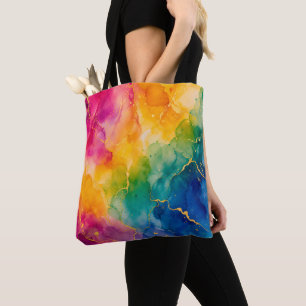 Abstract Blue Pink Yellow Rainbow  Tote Bag