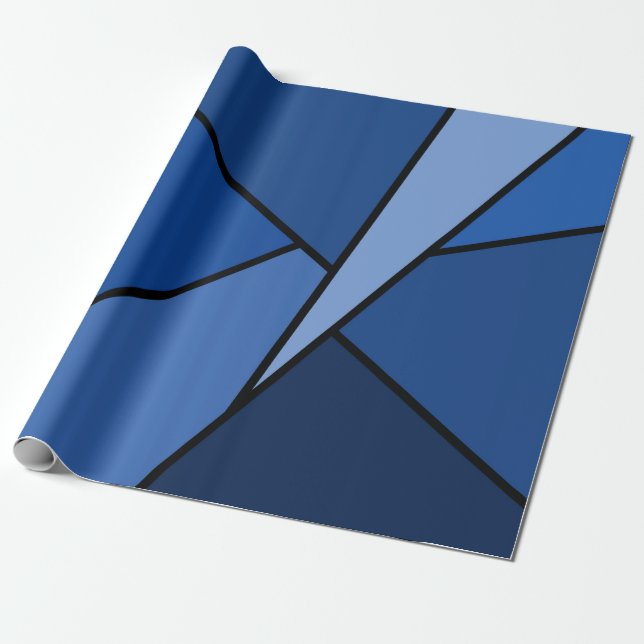 Abstract Blue Polygons gift wrap (Unrolled)