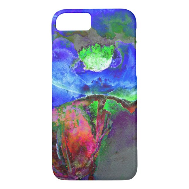 Abstract blue poppy abstract flower floral Case-Mate iPhone case (Back)