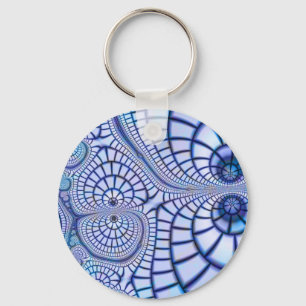 abstract blue purple and white fractal pattern key ring
