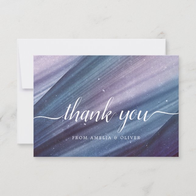 Abstract Blue & Purple Minimalist Thank You Card (Front)