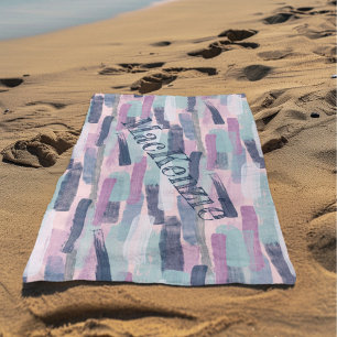 Abstract Blue Purple Pink Beach Towel