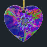 Abstract blue purple sunflower | retro funky  ceramic tree decoration<br><div class="desc">romantic artistic psychedelic purple blue watercolor sunflower painting</div>