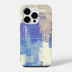 Abstract Blue Purple Taupe Ivory Mixed Media iPhone 14 Pro Case