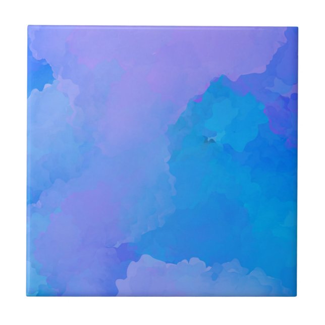 Abstract blue purple watercolor tile (Front)